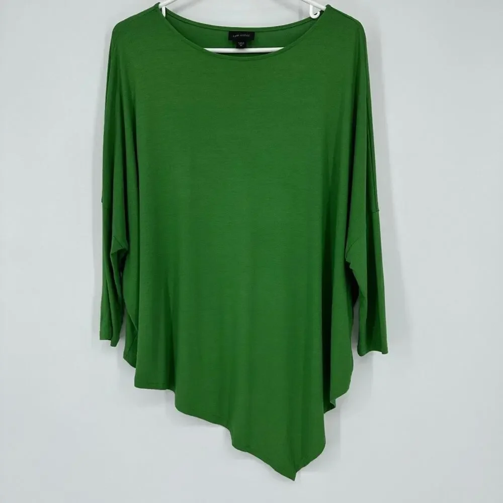 J Jill Wearever Collection Tunic XS Slub Knit Asymmetrical Hem Boho Travel Green - Picture 4 of 8